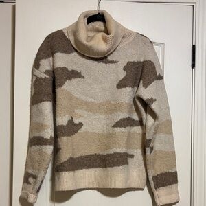 Pinch Cowl Neck Sweater in Cream and Brown